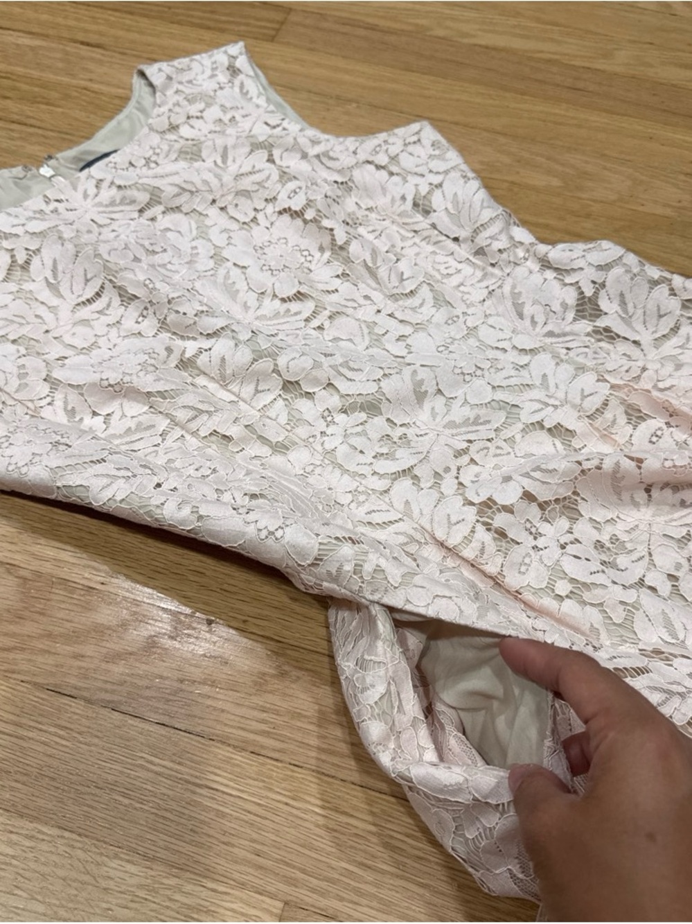 Vince Camuto Floral Lace fit and flare Mini Dress in Light Pink and Cream - Picture 5 of 9